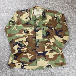 Vintage Woodland Camo Coat Men Medium Regular Military Hot Weather Rip Stop USGI